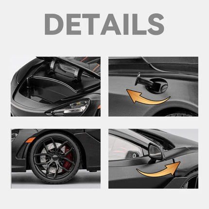 1:18 McLaren 720S Supercar Sports Car Alloy Metal Diecast Model Car Sound & Light Pull Back Collection Hobby Decoration Present