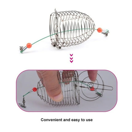 FLYSAND Fishing Cage Fishing Stainless Steel Bait Cage Basket Feeder Holder Fishing Lure Cage 3 Sizes S/M/L Fishing Feeder Cage