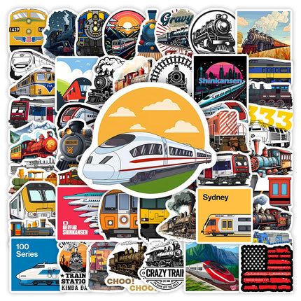 Cartoon Train Stickers High Speed Rail Fun DIY Toys Gift Decorative Decal for Scrapbook Junk Journals Laptop Bottle Waterproof
