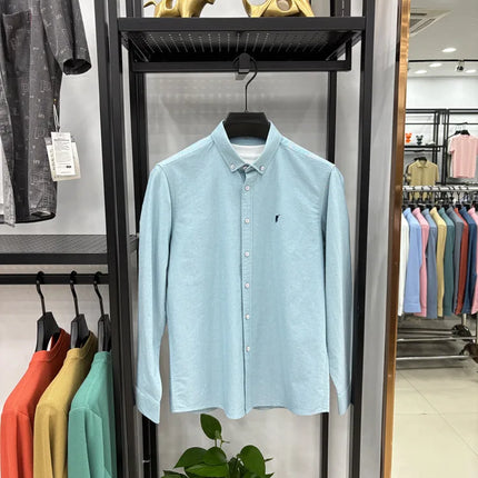 100% Cotton Corduroy Shirt - Green Long Sleeve M-4XL - Spring Autumn Slim Fit Candy Color Collection
