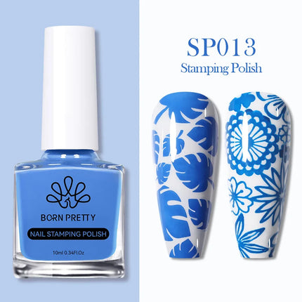 BORN PRETTY 10m Stamping Nail Polish White Black Gold Red Colorful Nail Art Printing Varnish DIY for Nail Plate Design Varnish