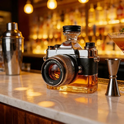 Camera-Shaped Glass Decanter - Creative Wine Bottles & Carafes, Artistic Wine Containers for Red  Family Collections