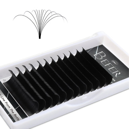 Befer Beauty Easy Fan Volume Eyelash Extensions 15-20mm PBT Matte Black Soft Easy Fanning Bloom Eyelashes Austomatic Flowering