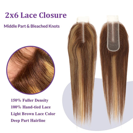 P4/27# Highlight 360 Lace Frontal Only Straight Ombre Honey Blonde 2x6 4x4 5x5 13x4 Lace Closure P4/27# Human Hair Extensions