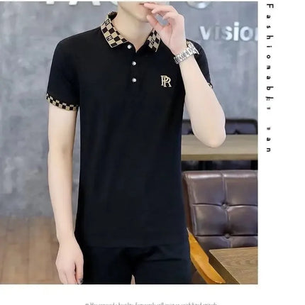 Summer Polo Shirt Men's Short Sleeve T-Shirt Turn-down Collar Casual Half Sleeve Cotton-feel Top 2025 Summer Collection High-end
