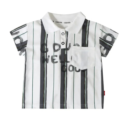 Fashionable Striped Short Sleeve Baby Polo Shirt Haro Little Yellow Duck New Arrival Summer Children's Clothing Korean Style