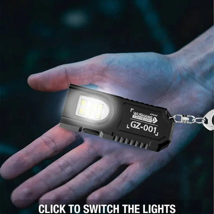 Powerful Mini LED Flashlight USB Rechargeable COB Keychain Hanging Work Light Waterproof Outdoor Emergency Camping Pocket Torch