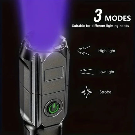 395nm LED UV Flashlight Rechargeable Zoomable Torch Light for Pet Urine Stain Detector Tools Lantern Money Fluorescer Detector