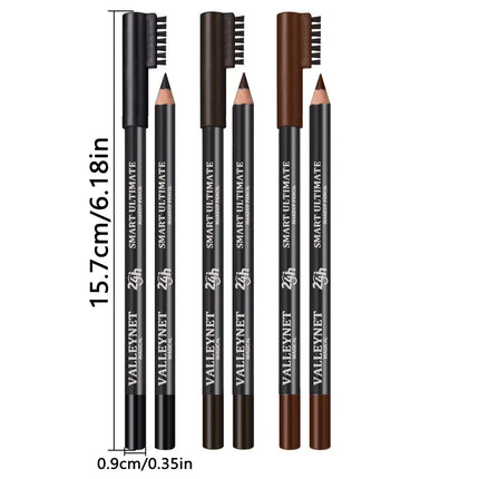 Ultra-fine Wooden Eyebrow Pencils with Brush Black and Brown Series, Matte Finish, Long-lasting Waterproof Formula Eye Makeup