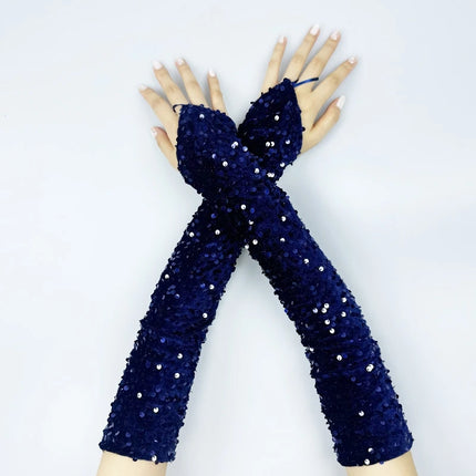Women's Sexy Sparkling Sequin Gloves Female Club Party Dance Long Gloves Costume Performance Accessories