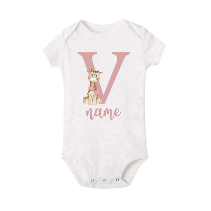 Personalized Baby Bodysuit Initial with Name Newborn Wild One Romper Deer Printed Clothes Baby Girls Clothes Infant Shower Gift