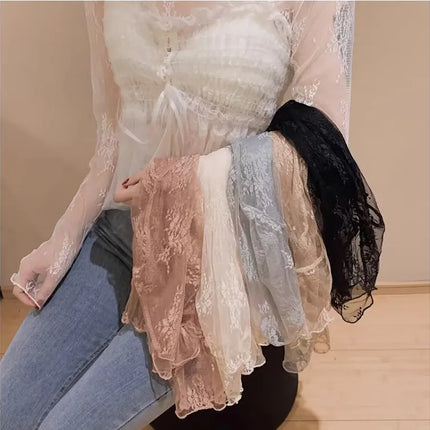 Sexy Black Hollow Out Mesh T-Shirt Transparent Mesh Female Tops Long Sleeve Basic Shirts SeeThrough Turtleneck Women Tshirts