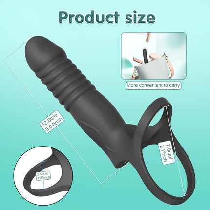 APP Controlled Double Penetration Vibrator Sex Toys for Couple Thrusting Anal Plug Vibrator with Penis Cock Ring Adult Products