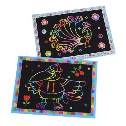 1-20pcsKids Cartoon Scratch Art Paper Set Magic Rainbow Scratch Painting Educational DIY Art Craft Toy for Toddlers & Boys Girls