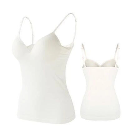 Sexy Women Crop Tops Padded Spaghetti Strap Tank Top Women Built-in Bra Off-Shoulder Camisole Seamless Tank Lingerie Underwear