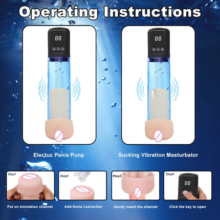 Electric Penis Pump Male Masturbator Delay Endurance Trainer Sucking Vacuum Pump Thicken Enlargement Adult Sex Toy for Men 18+