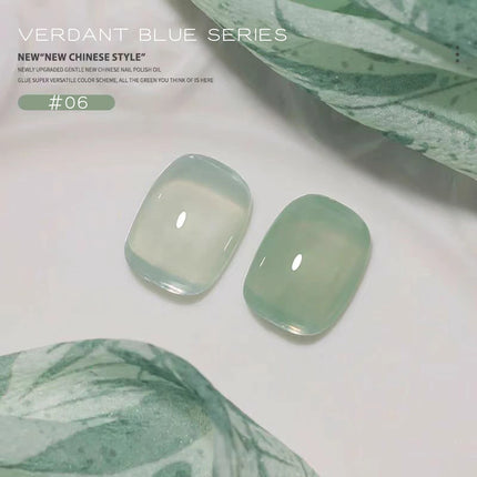 MN 12ML 1-12PCS Chinese Style Turquoise Gel Nail Polish 2026 New Ice Transparent Green Jelly Gel Polish Yellow Green Nails