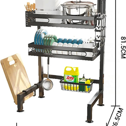 Dish Rack Over Sink Kitchen Above Sink Shelf Dish Drying Rack Large Capacity 55CM, Single Layer/Double Layer