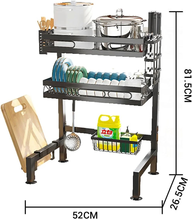 Dish Rack Over Sink Kitchen Above Sink Shelf Dish Drying Rack Large Capacity 55CM, Single Layer/Double Layer