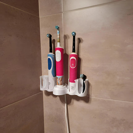 Electric Toothbrush Holder Compatible with Oral-B with Charger Storage Middle Slot for Organizing And Storing Toothbrushes