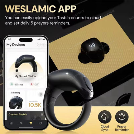 Electronic Tasbih Counter Weslamic Itasbih Zikr Ring Digital Counting Accessory for Prayers, Up to 9999 Counts Waterproof 2025