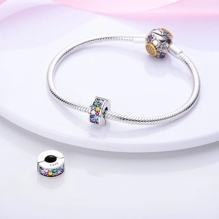 925 Silver Clasp Clip Spacer Stopper Beads Charms & Safety Chain  Clasp Charm Bead Fit Original Bracelet DIY Jewelry