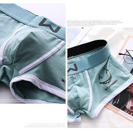 1/3/4 Pcs Mens Underwear Cotton Men Boxer Panties U-convex Man Breathable Underpants Sexy Comfort Male Boy Smiling Face Boxers