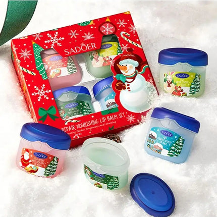 4pcs Lip Balm Set,Christmas Gift Set,Nourishing & Moisturizing Lip Butter Skin Care Lipsticks Makeup for Holiday New Year Gift