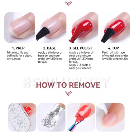BORN PRETTY 1 Bottle 10ml Fluttering Flakes Jelly Gel Polish Semi Permanent Nail Art Manicure Soak Off LED Nail Supplies Vernis