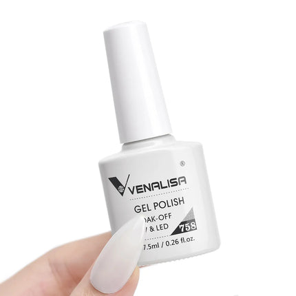 #758 Milky White Venalisa Nail Gel Polish Pearl Color Fall Nails TPO Free Long Wear Diamond Top Soak Off UV LED Gel Nail 7.5ml