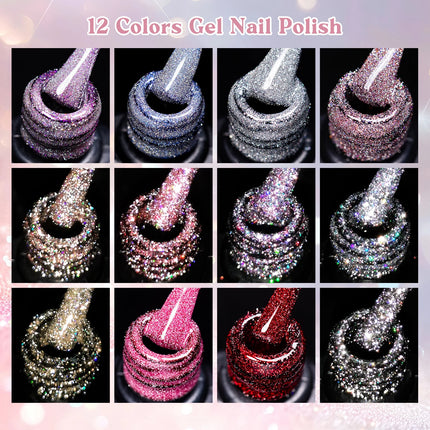 8/12pcs Glitter Gel Nail Polish Set Sparkling Glitter Semi Permanent Soak Off UV Gel Varnish Manicure With Box DIY Nail Supplies