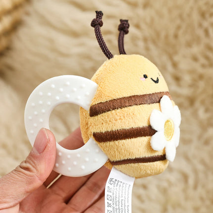 Plush Bee Rattle Cartoon Bee Doll 0-12 Months Baby Toys Soft Multifunctional,Cute Animal Soft Comfort Toys,Baby Teething Toys