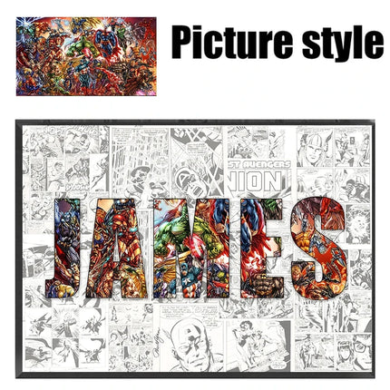 Personalised Custom NAME Word Art Print Marvel Superhero Character Posters Avenger Canvas Painting Wall Art Customize Home Decor