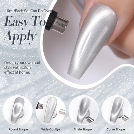 BORN PRETTY Cat Magnetic Moonlight Gel Nail Polish Set 10ml Sparking White Silver Water-light Soak Off UV Gel Nail Art Manicure
