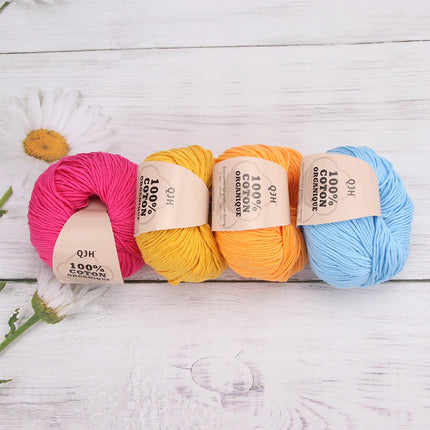 3PCS 100% Organic Cotton Yarn Machine Washable For Adult Baby Sweaters/Gloves/Scarves/Hats Etc. 50 gr (1.76 oz) 125 m (136 yrd)