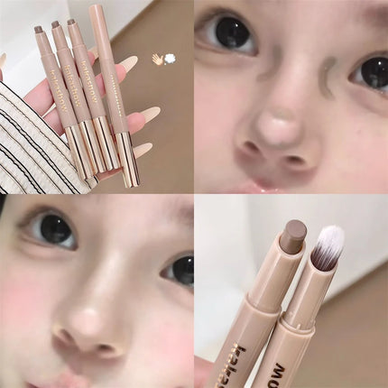 Highlighting & Bronzer Stick: Long Lasting Corrector with Brush, Brightening Concealer Pen, Nose Shadow, and Contouring Cosmetic
