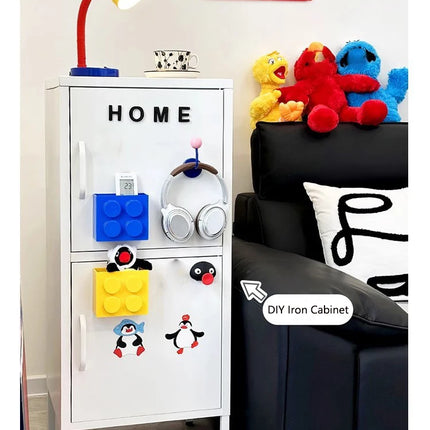 Magnetic Storage Box Building Blocks Storage Rack  Kitchen No-Drill Refrigerator Magnet Storage Box Wall-mounted Container