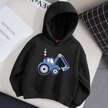 Aimi Lakana Baby Boys Excavator Coat Autumn Long Sleeve Pullover Cartoon Casual Hoodie Kids New Sweater
