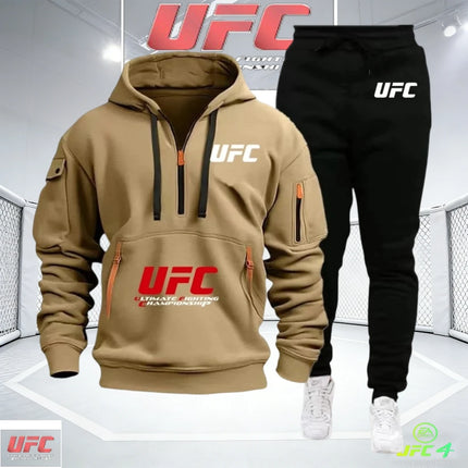 2026 New UFC Combat Cap Sport Shirt + Two-Piece Long Pants Fall/Winter Fashion Casual Outdoor Warmth and Protection Shirt - Fast