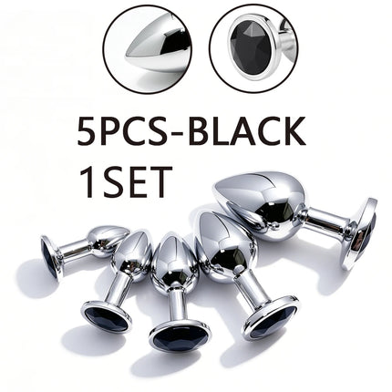 5 Size butt plug Metal anal plug Jewelry base beginner to expert G-point massage dildos adult women toys adult men toys