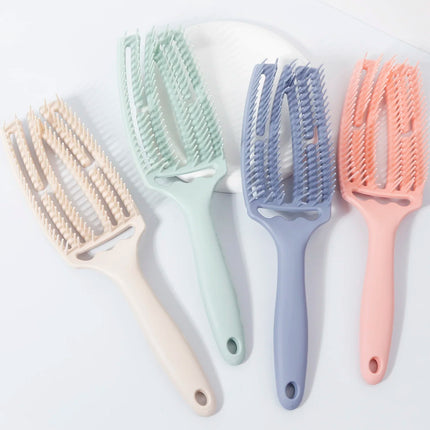 hollow elastic exfoliating comb brush nylon women's massage comb curly hair salon styling tool Special for real hair wigs