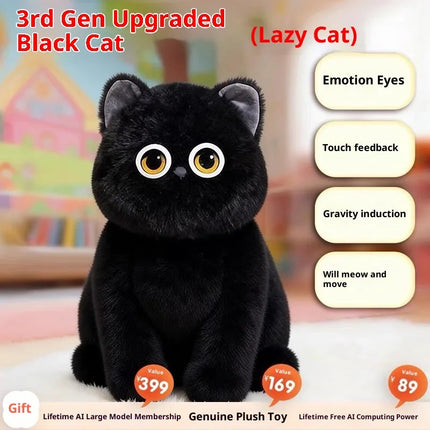 AI  Cat Plush Toy Touch  Glowing Eyes Wagging Tail Multilingual Intellectual Kids Companion Gift For Children
