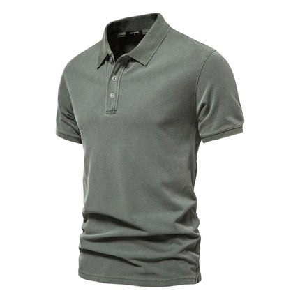 New Summer Style Men's POLO Shirts—100% Cotton, Solid Color, Sporty Lapel Design, Fashionable Casual Short-Sleeved T-Shirts.