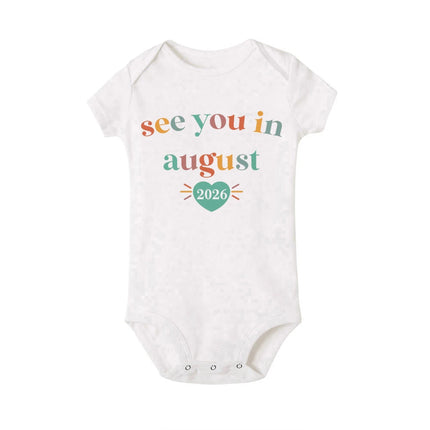 See You in January 2026 Printed Baby Romper Pregnancy Announcement Clothes Newborn Short Sleeve Bodysuit Infant Jumpsuit Outfit