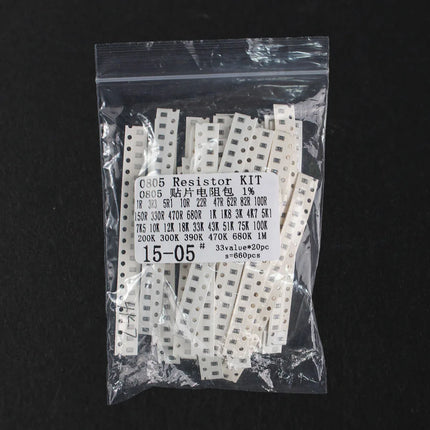 660pcs 1206 1% SMD Resistor 0805 0603 Resistors Assorted Kit 33 Values Each 20pcs 1R-1M 10K 100K 1K 100R Resistance Set