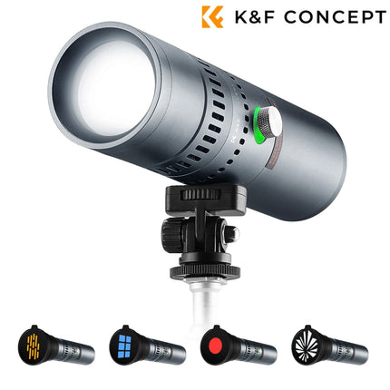 K&F CONCEPT SP25C 25W RGB Photography Flashlight with Mount Stand 20 Gobo 9000mAh Zoomable Video Spotlight 4000 Lux Studio Light