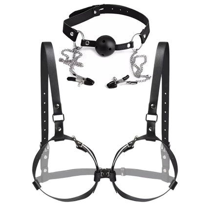 BDSM Breast Bondage Harness Sex Toys B to D Cup Leather Fetish Sexy Chest Restraints Punk Gothic For Women SM Bra Belts Straps