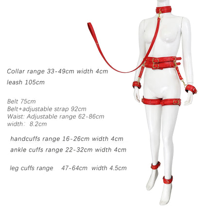 Puppy play SM Bondage Kit Collar, Waistband, Wrist cuffs, Ankle brace, Thigh cuff,  Adult Games Restraints Handcuffs Sex Toys