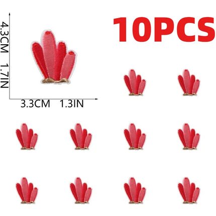 10PCS Bulk Small Fish Jellyfish Coral Embroidery Patches Cute Octopus Shell Seaweed Sticker For Ocean Bag Decoration Wholesale