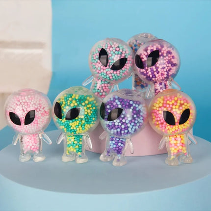 2Pcs Mini Squishy Alien Toys Alien Squeeze Toy Stress Relief Toy for Party Favors Funny Outer Space Creature Balls Fidget Toy